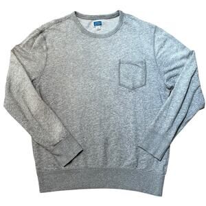 J Crew Sweatshirt Mens Large Knit Goods Heather Grey Pocket Crew French Terry